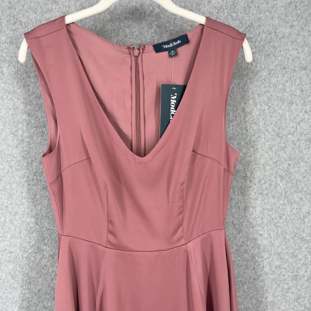 ModCloth Your Luxe-y Day Satin Midi Dress Size 2 Rose Pink Feminine Event NEW - Picture 2 of 13